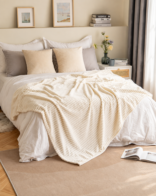 Ribbed Fleece Throw Blanket