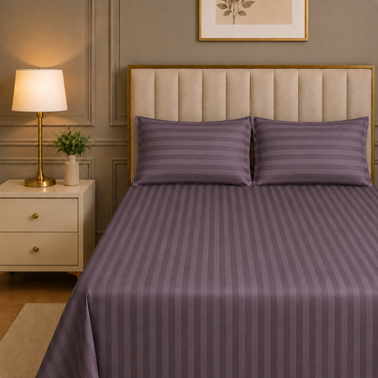 300TC SATEEN STRIP BEDSHEET