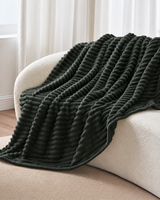 Ribbed Fleece Throw Blanket