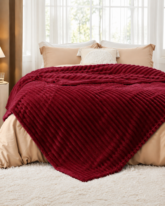 Ribbed Fleece Throw Blanket