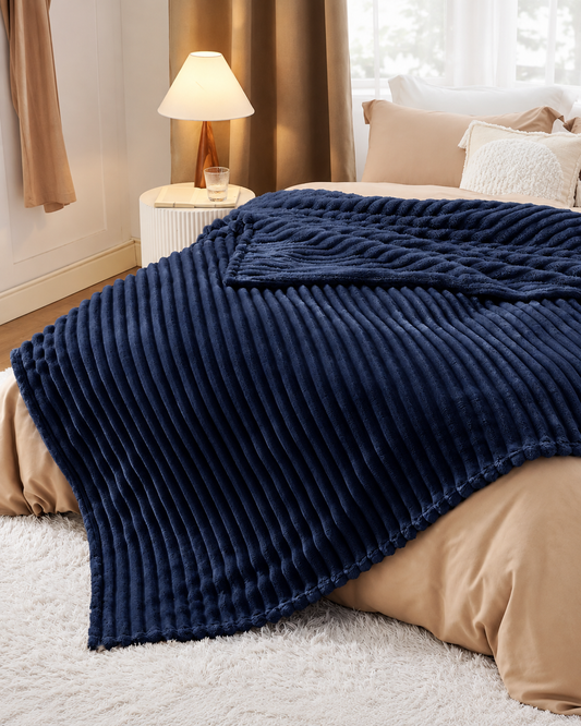 Ribbed Fleece Throw Blanket