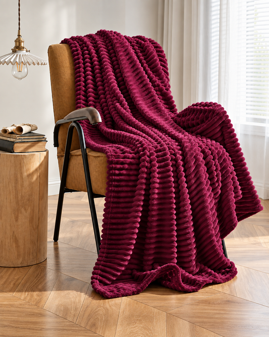 Ribbed Fleece Throw Blanket